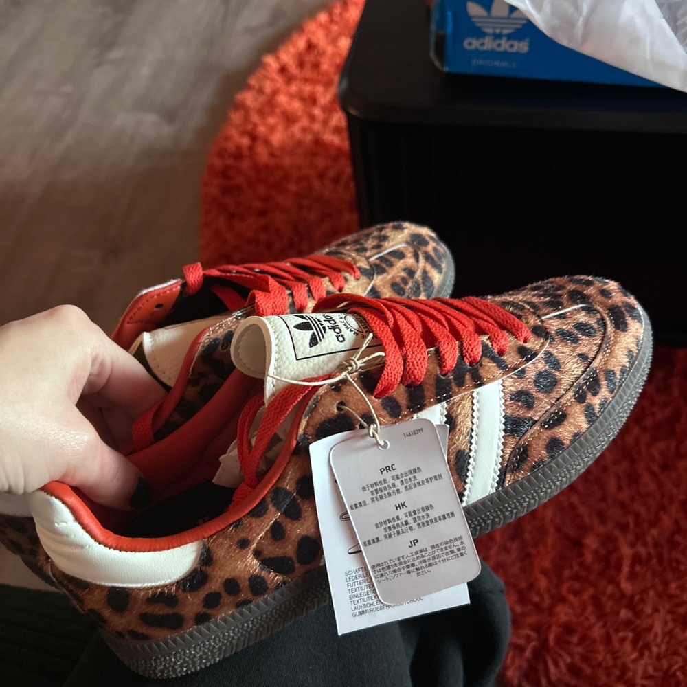 Adidas Animal Print Sneakers with Red and White Accents